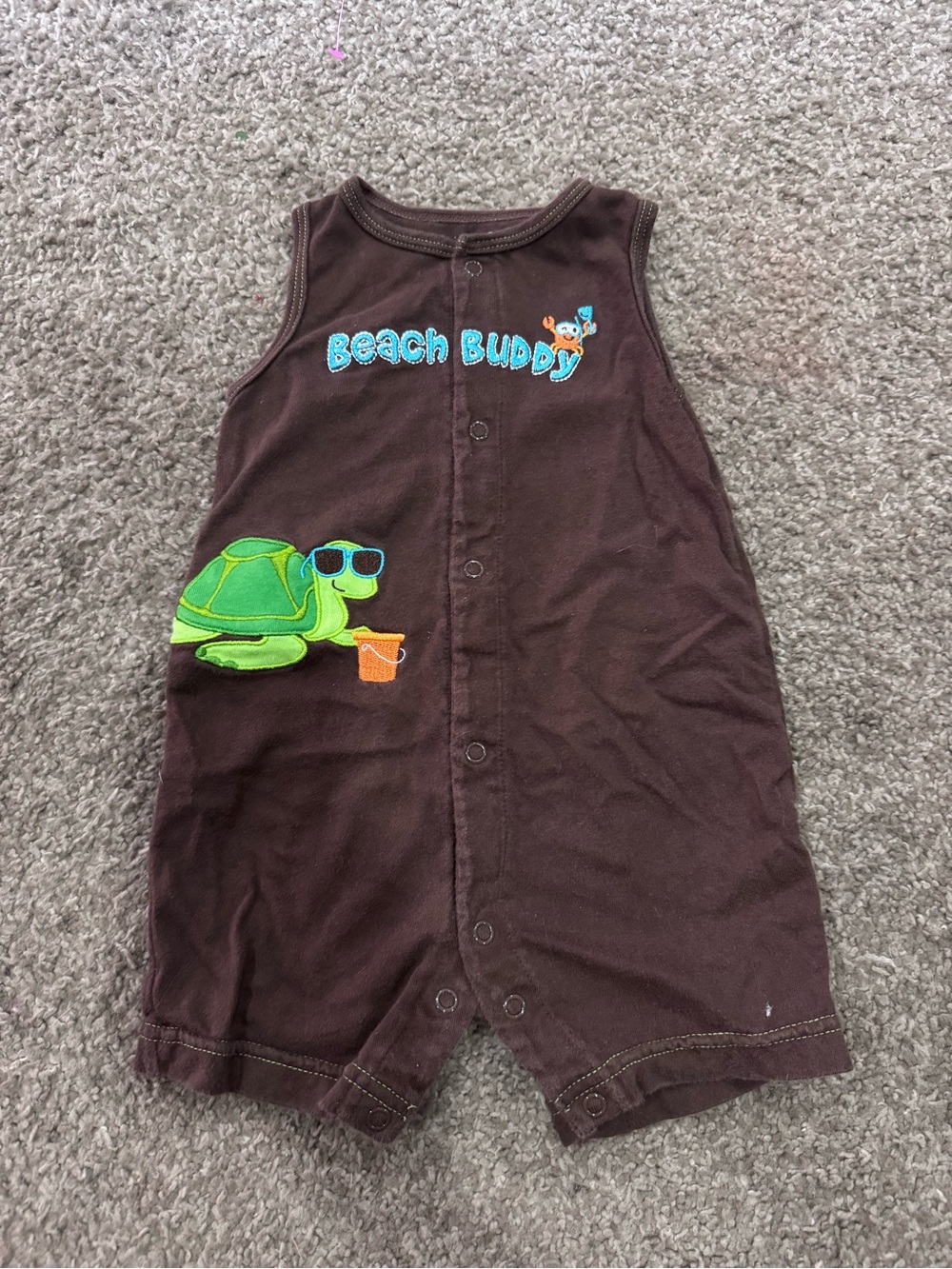 Vintage carters Beach Buddy Brown Turtle Romper